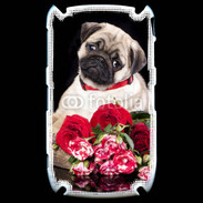 Coque Blackberry 8520 Chiot et fleurs rouges