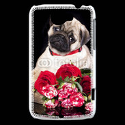 Coque HTC Wildfire G8 Chiot et fleurs rouges