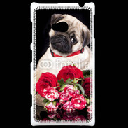 Coque Nokia Lumia 720 Chiot et fleurs rouges