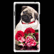 Coque LG Optimus L9 Chiot et fleurs rouges