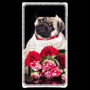 Coque LG Optimus L7 Chiot et fleurs rouges