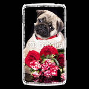Coque LG Nexus 4 Chiot et fleurs rouges
