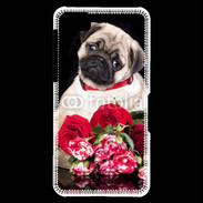 Coque Blackberry Z10 Chiot et fleurs rouges