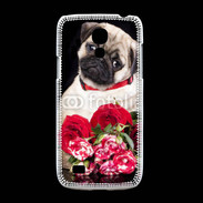 Coque Samsung Galaxy S4mini Chiot et fleurs rouges