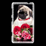 Coque Nokia Lumia 625 Chiot et fleurs rouges