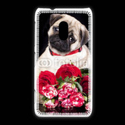 Coque Nokia Lumia 620 Chiot et fleurs rouges