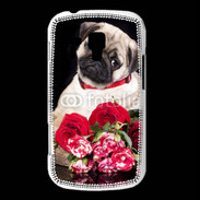 Coque Samsung Galaxy Trend Chiot et fleurs rouges