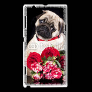 Coque Sony Xperia L Chiot et fleurs rouges