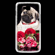Coque LG L90 Chiot et fleurs rouges