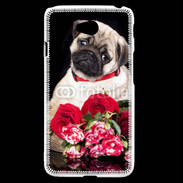 Coque LG L70 Chiot et fleurs rouges