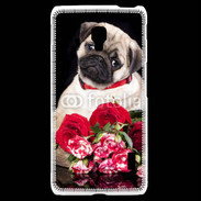 Coque LG F6 Chiot et fleurs rouges