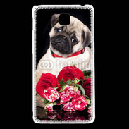 Coque LG F5 Chiot et fleurs rouges