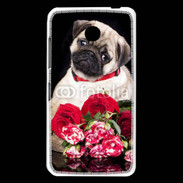 Coque Nokia Lumia 630 Chiot et fleurs rouges