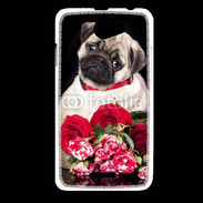 Coque HTC Desire 516 Chiot et fleurs rouges