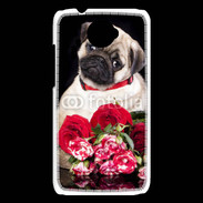 Coque HTC Desire 601 Chiot et fleurs rouges