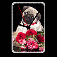 Grande pendule murale Chiot et fleurs rouges