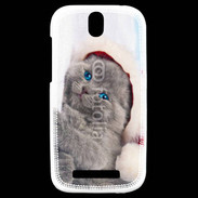 Coque HTC One SV Petit chaton de noël 600