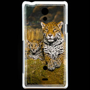 Coque Sony Xperia T Portrait de Léopard avec petit