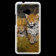 Coque HTC One Portrait de Léopard avec petit
