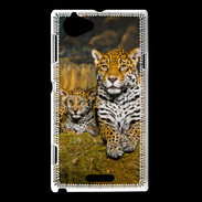 Coque Sony Xperia L Portrait de Léopard avec petit