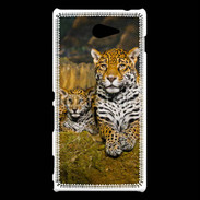 Coque Sony Xperia M2 Portrait de Léopard avec petit