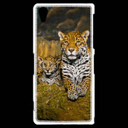 Coque Sony Xperia Z2 Portrait de Léopard avec petit
