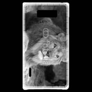 Coque LG Optimus L7 Lion en noir et blanc 800