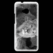 Coque HTC One Lion en noir et blanc 800