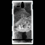 Coque Sony Xperia U Lion en noir et blanc 800