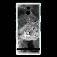 Coque Sony Xperia P Lion en noir et blanc 800
