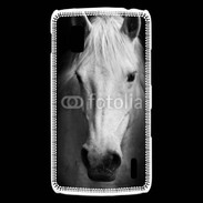 Coque LG Nexus 4 Portrait de cheval en noir et blanc 900