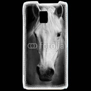 Coque LG P990 Portrait de cheval en noir et blanc 900