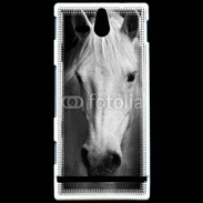 Coque Sony Xperia U Portrait de cheval en noir et blanc 900