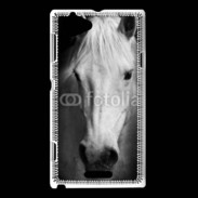 Coque Sony Xperia L Portrait de cheval en noir et blanc 900