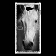 Coque Sony Xperia M2 Portrait de cheval en noir et blanc 900