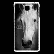 Coque LG F5 Portrait de cheval en noir et blanc 900