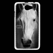 Coque HTC Desire 516 Portrait de cheval en noir et blanc 900
