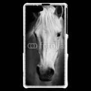 Coque Sony Xperia Z1 Compact Portrait de cheval en noir et blanc 900