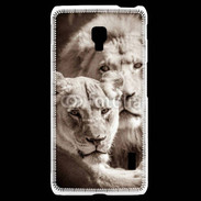 Coque LG F6 Couple de lion et lionne 500