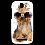Coque HTC One SV Yorkshire terrier avec lunettes 600