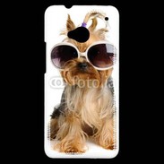 Coque HTC One Yorkshire terrier avec lunettes 600