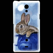 Coque Sony Xperia T Lapin dans un mug bleu