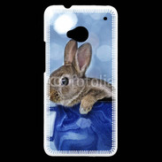 Coque HTC One Lapin dans un mug bleu