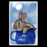 Etui carte bancaire Lapin dans un mug bleu