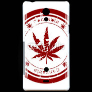 Coque Sony Xperia T Red stamp with marijuana leaf
