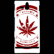 Coque Sony Xperia U Red stamp with marijuana leaf