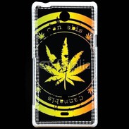 Coque Sony Xperia T Grunge stamp with marijuana leaf