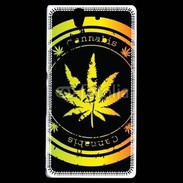 Coque Sony Xperia Z Grunge stamp with marijuana leaf