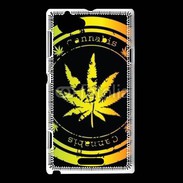 Coque Sony Xperia L Grunge stamp with marijuana leaf