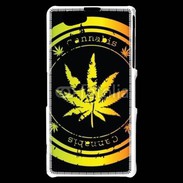 Coque Sony Xperia Z1 Compact Grunge stamp with marijuana leaf